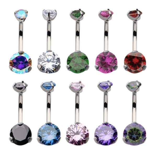 Gorgeous Swarovski Crystal Belly Rings counter sunk crystals in solid Titanium Navel Ring